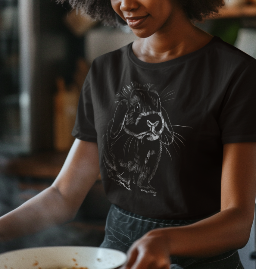 "Holland Lop" Jamie's Hand-Drawn Rabbit Collection Unisex Soft-style T-Shirt