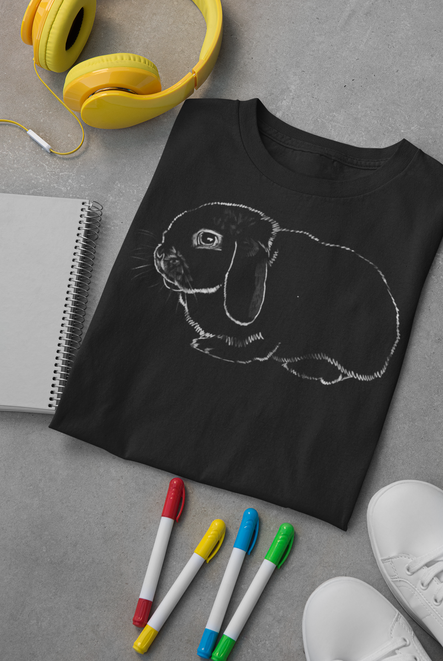 "Lop Bunny" Jamie's Hand-Drawn Rabbit Collection Unisex Soft-style T-Shirt