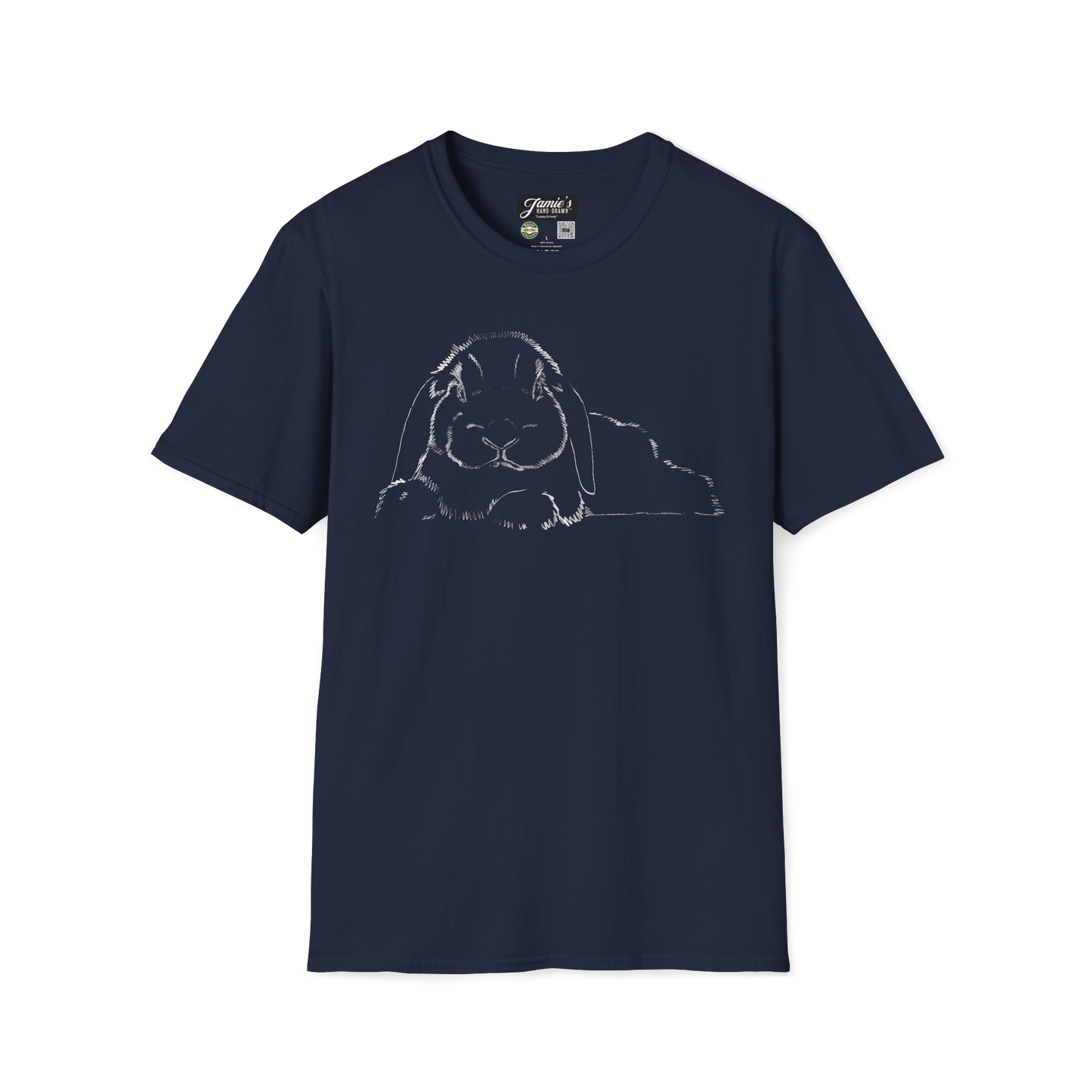 "Loppy Grump" Jamie's Hand-Drawn Rabbit Collection Unisex Soft-style T-Shirt
