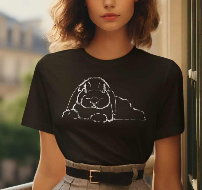 "Loppy Grump" Jamie's Hand-Drawn Rabbit Collection Unisex Soft-style T-Shirt