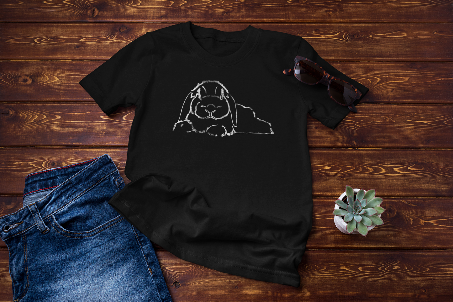 "Loppy Grump" Jamie's Hand-Drawn Rabbit Collection Unisex Soft-style T-Shirt