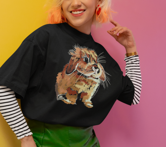 "Lop Rabbit" Jamie's Hand-Drawn Rabbit Collection Unisex Soft-style T-Shirt