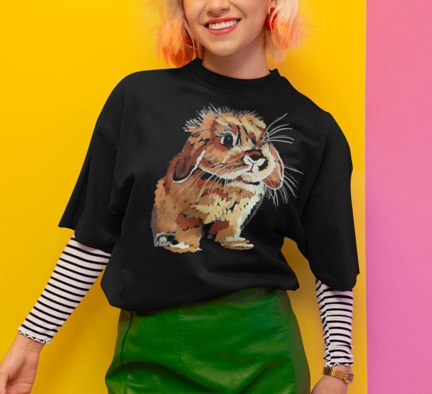 "Lop Rabbit" Jamie's Hand-Drawn Rabbit Collection Unisex Soft-style T-Shirt