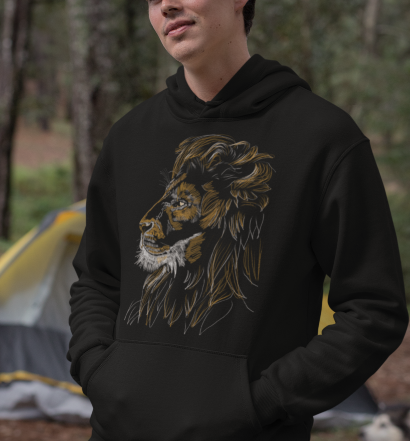 "Golden Lion" Jamie's Hand-Drawn Cat Collection Heavy Blend Unisex Hoodie