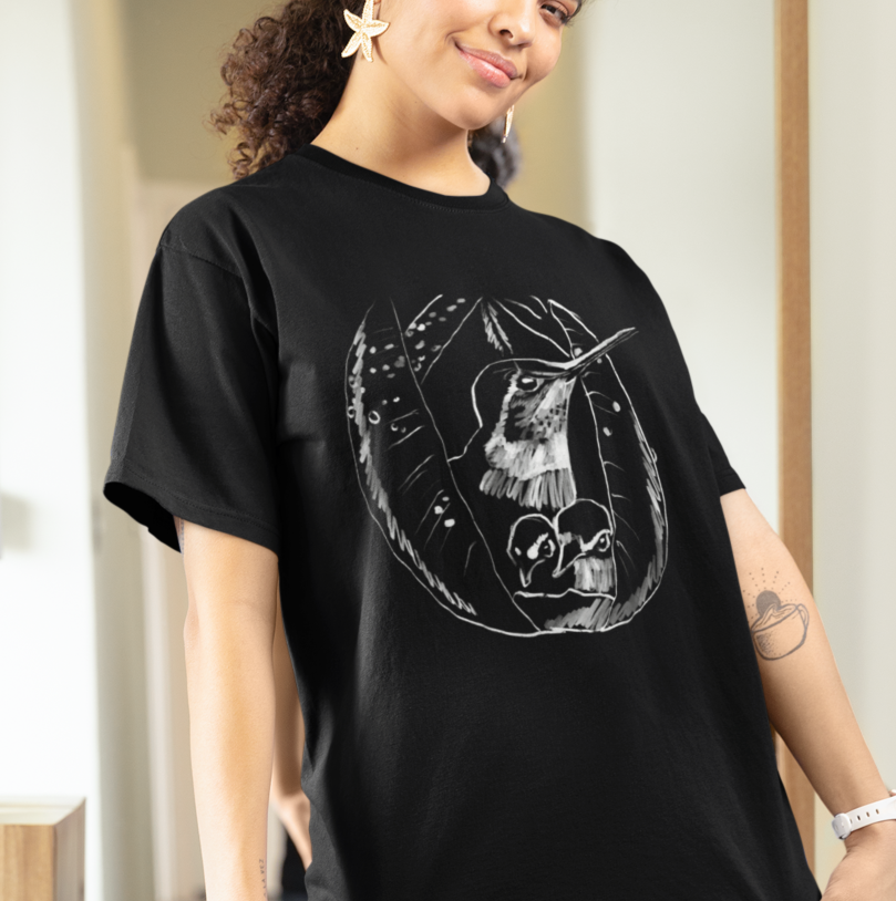 "Hummingbird Family" Jamie's Hand-Drawn Bird Collection Unisex Soft-style T-Shirt