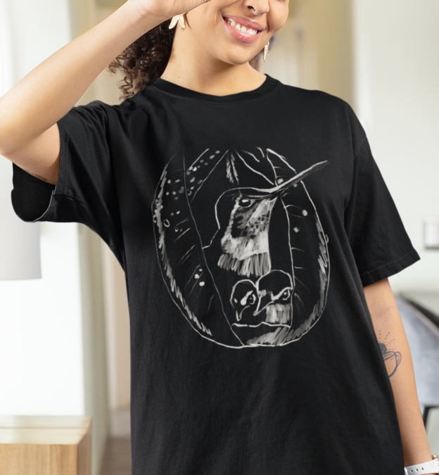"Hummingbird Family" Jamie's Hand-Drawn Bird Collection Unisex Soft-style T-Shirt