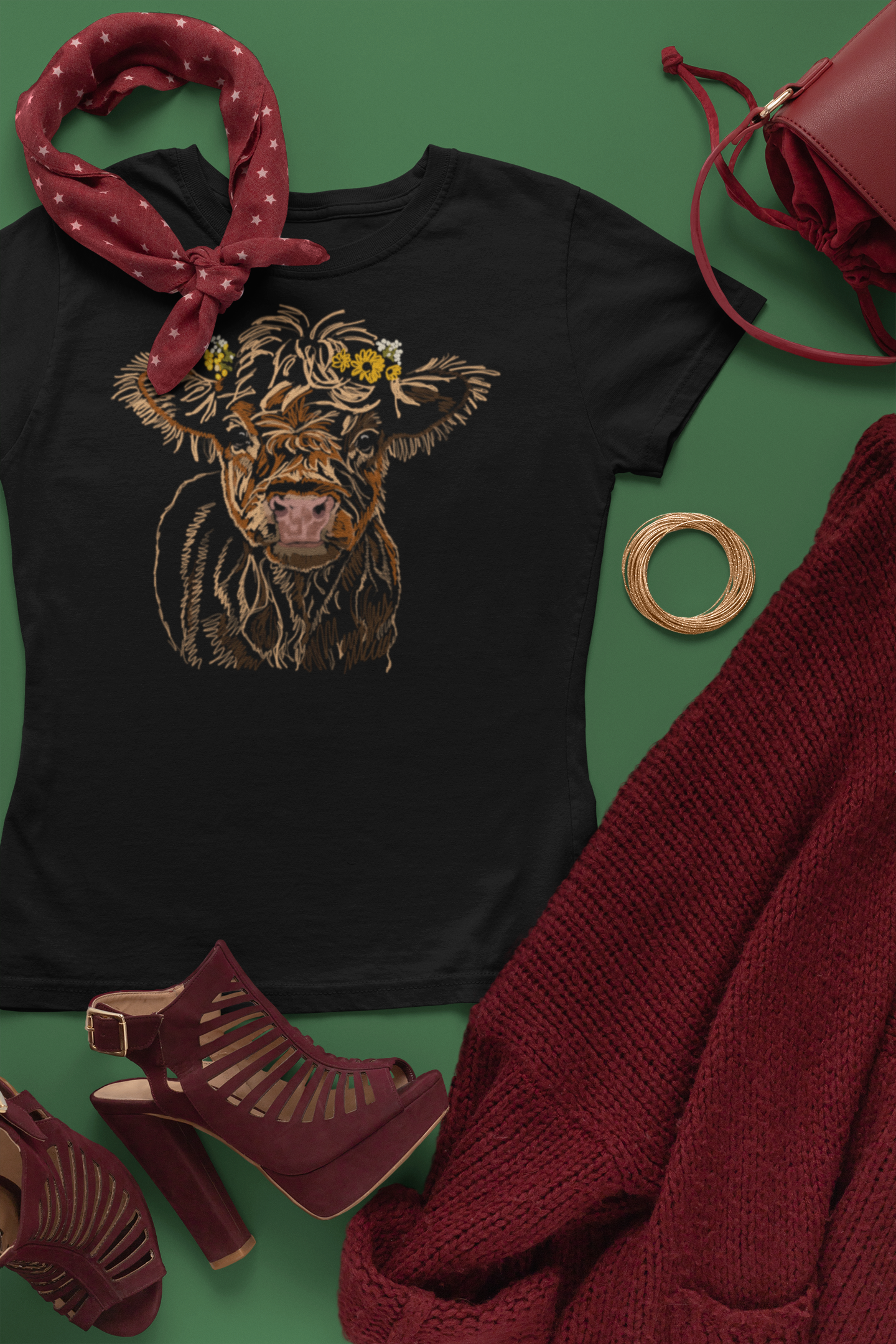 "Baby Highland Cow" Jamie's Hand-Drawn Cow Collection Unisex Soft-style T-Shirt