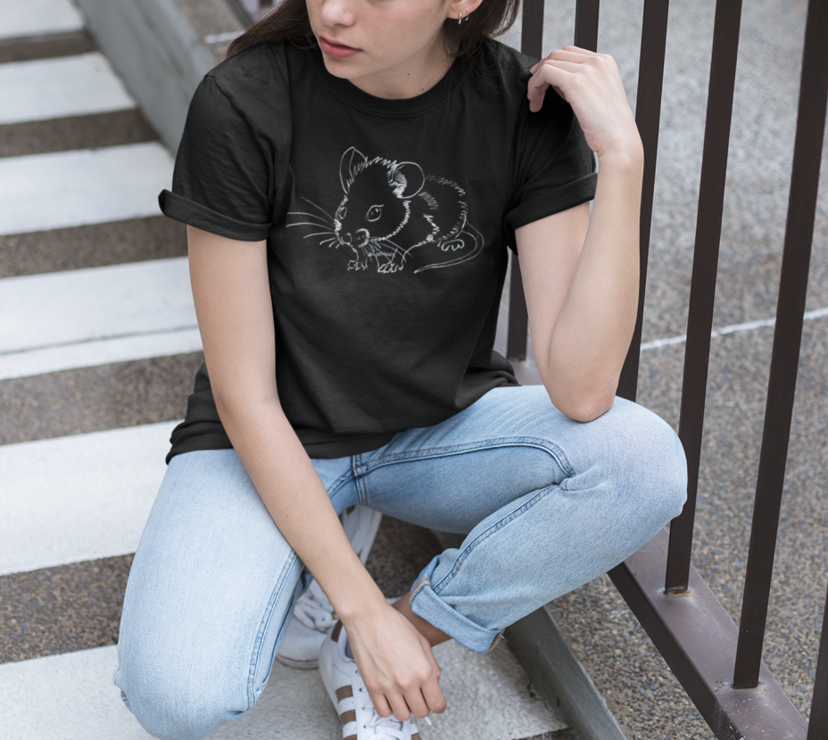 "Mouse" Jamie's Hand-Drawn Critter Collection Unisex Soft-style T-Shirt