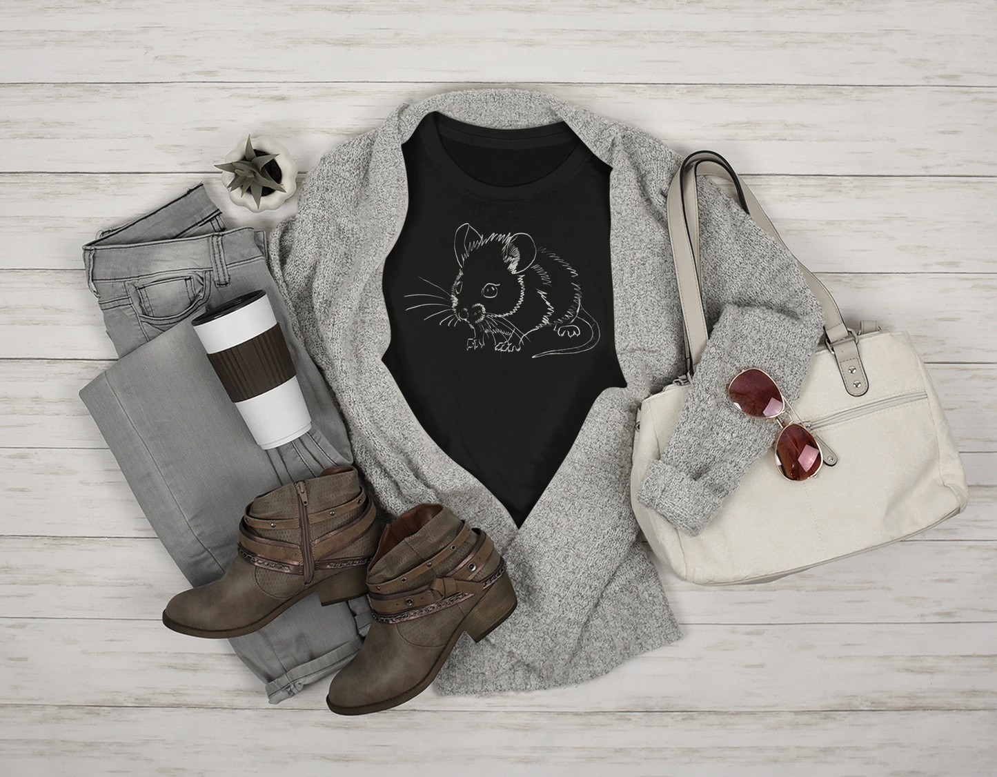 "Mouse" Jamie's Hand-Drawn Critter Collection Unisex Soft-style T-Shirt