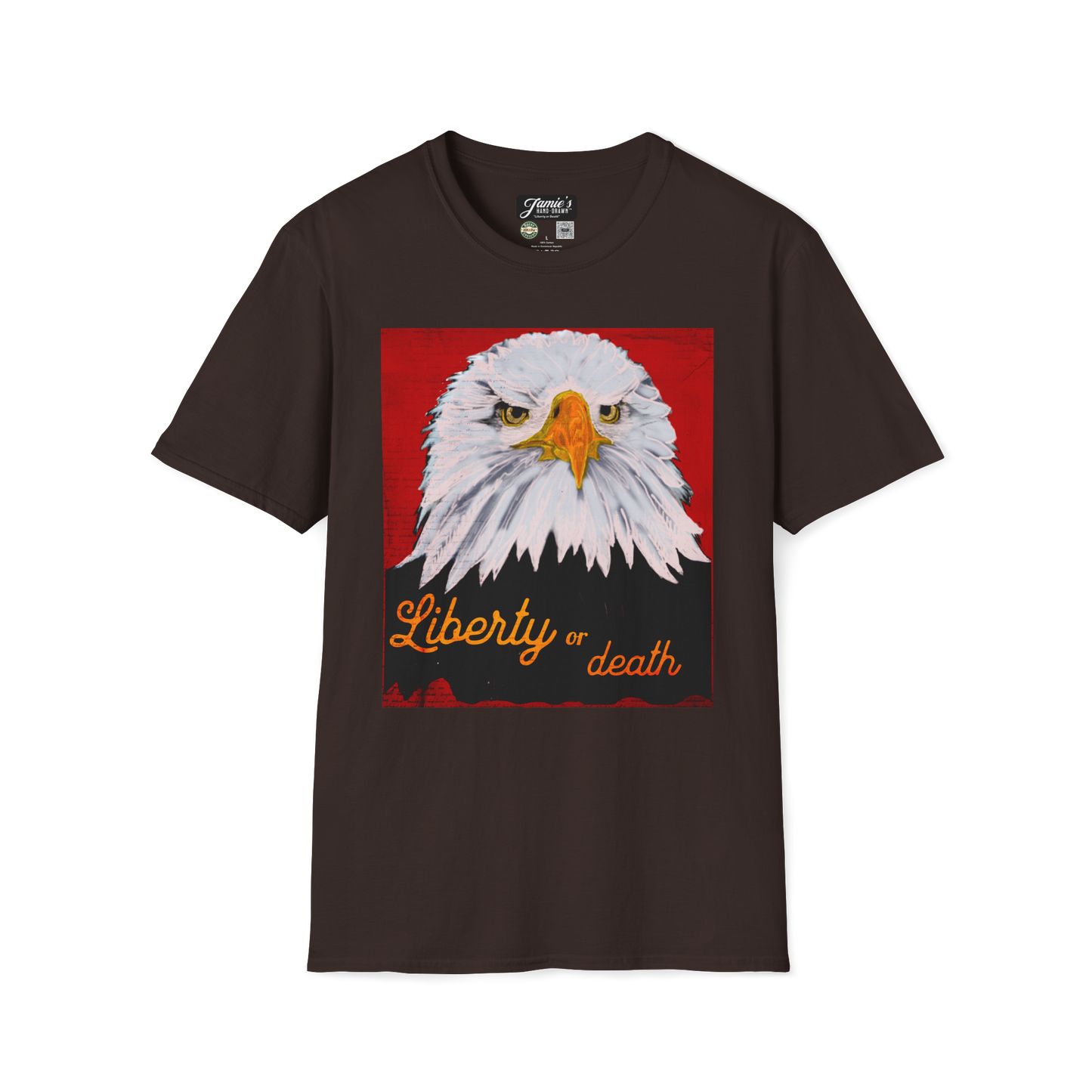 "Liberty or Death" Jamie's Hand-Drawn Eagle Collection Unisex Soft-style T-Shirt