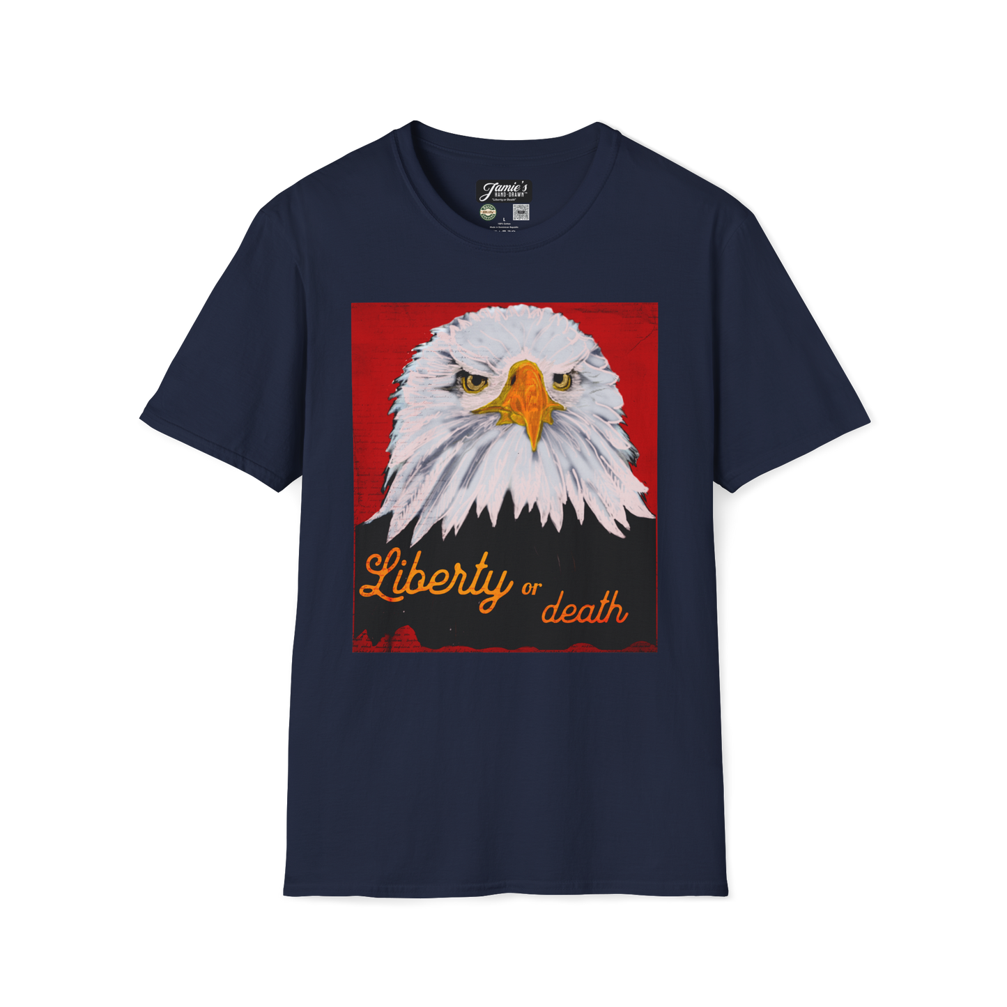 "Liberty or Death" Jamie's Hand-Drawn Eagle Collection Unisex Soft-style T-Shirt