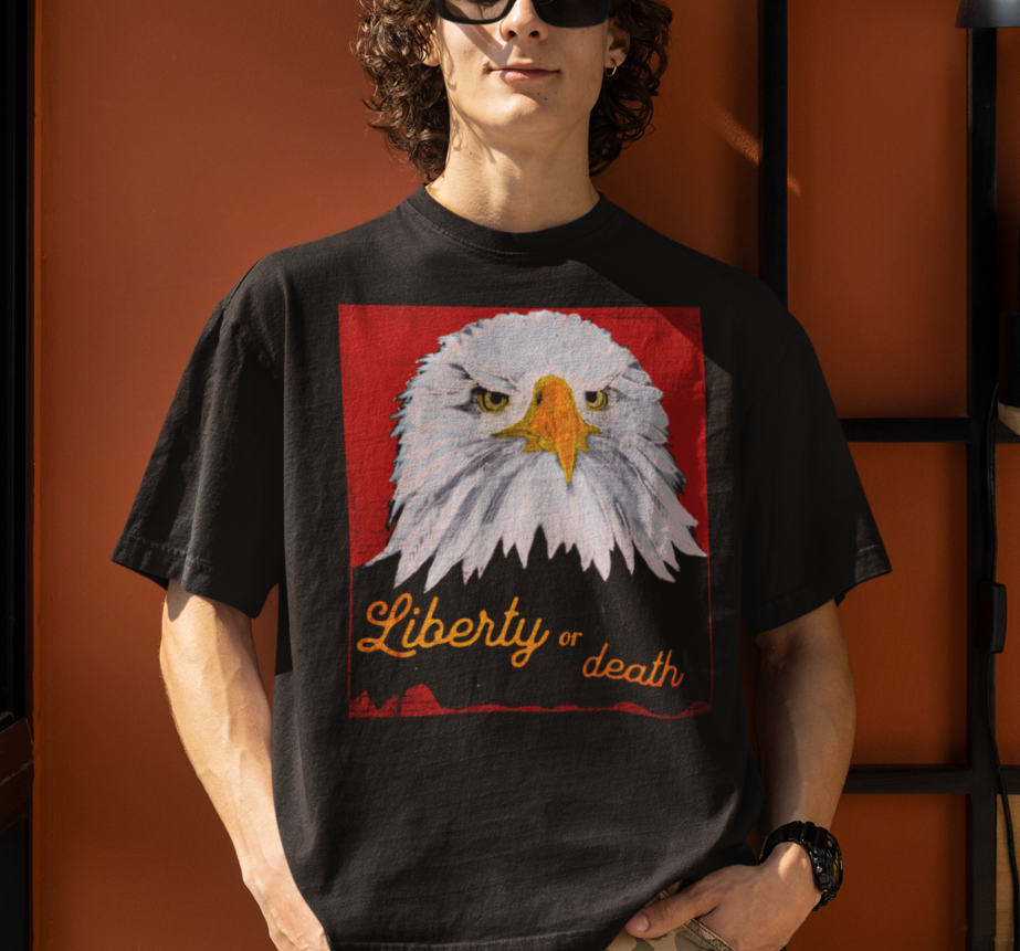 "Liberty or Death" Jamie's Hand-Drawn Eagle Collection Unisex Soft-style T-Shirt