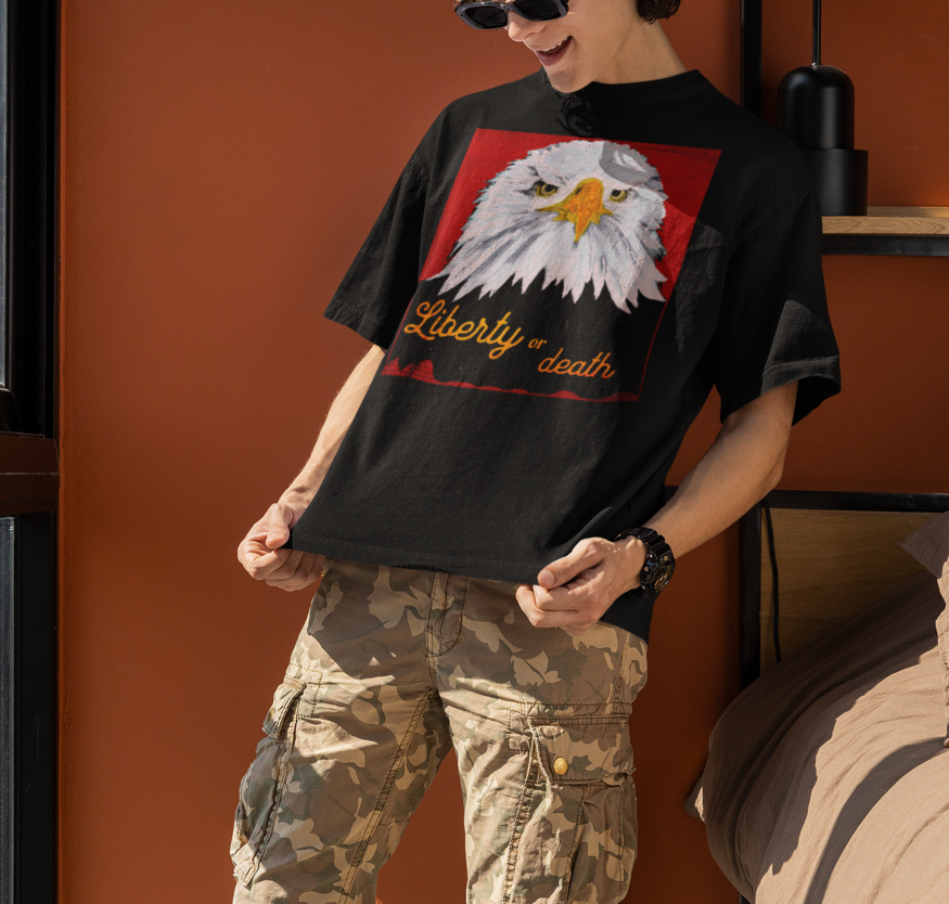"Liberty or Death" Jamie's Hand-Drawn Eagle Collection Unisex Soft-style T-Shirt