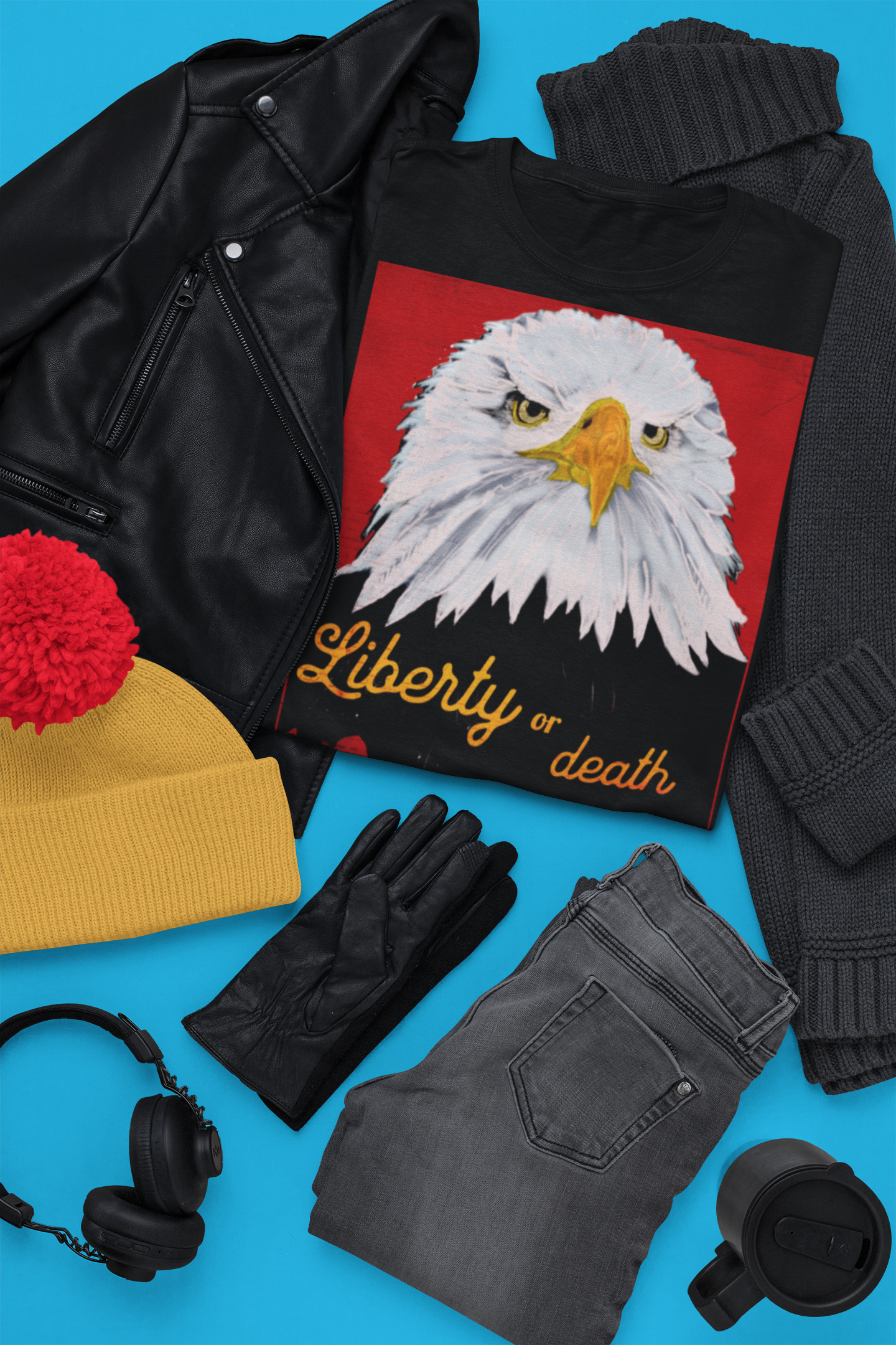 "Liberty or Death" Jamie's Hand-Drawn Eagle Collection Unisex Soft-style T-Shirt