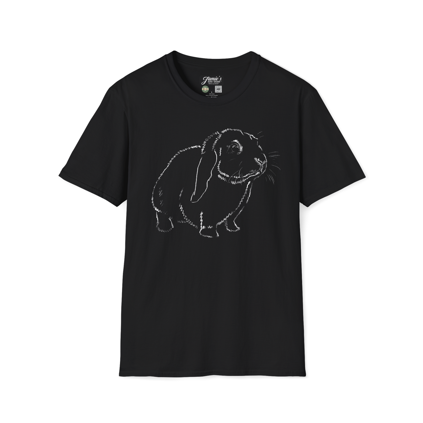 "White Lop Rabbit" Jamie's Hand-Drawn Rabbit Collection Unisex Soft-style T-Shirt