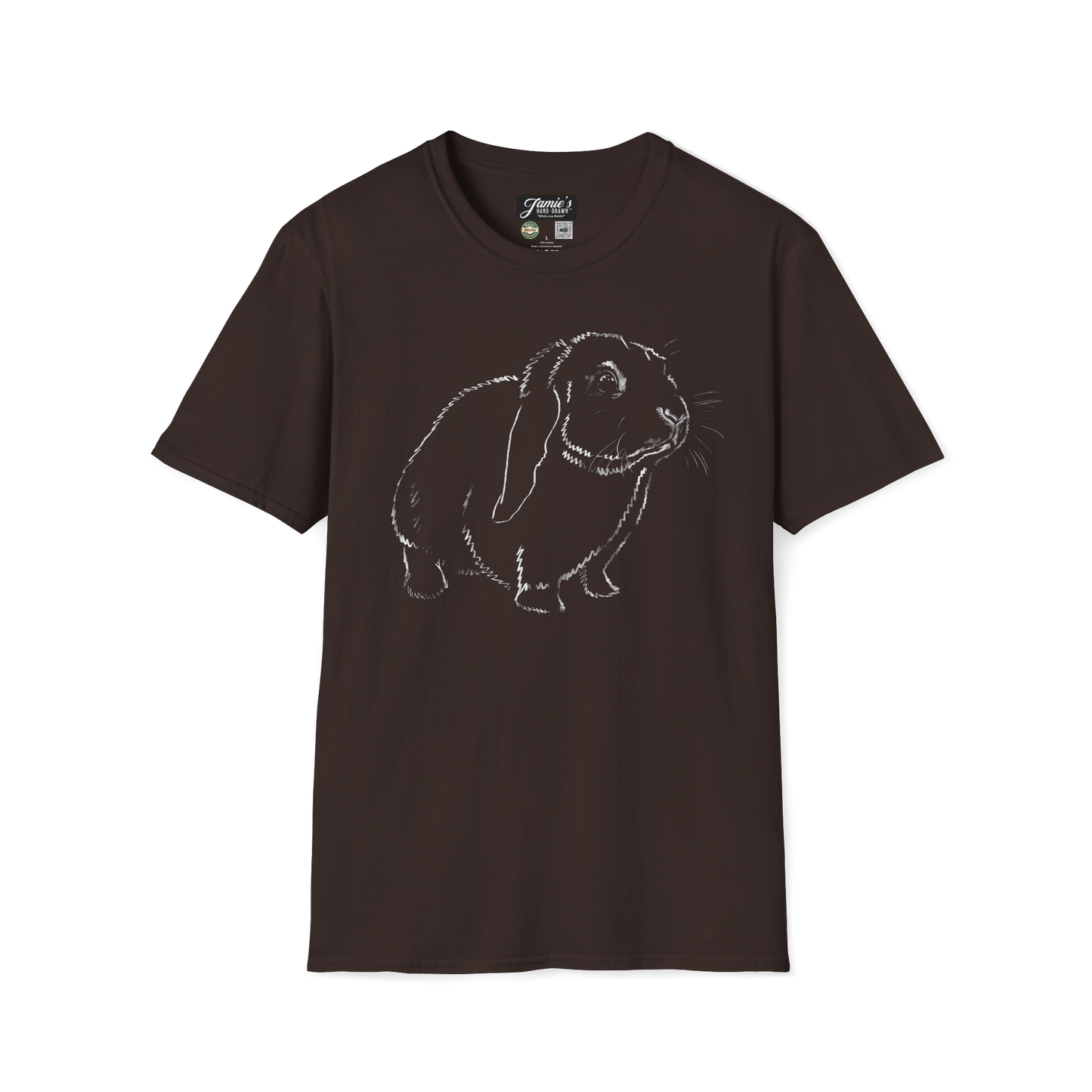 "White Lop Rabbit" Jamie's Hand-Drawn Rabbit Collection Unisex Soft-style T-Shirt
