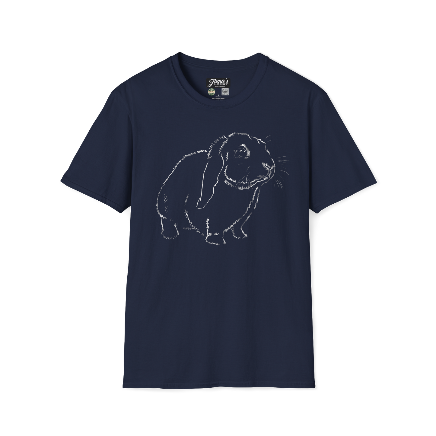 "White Lop Rabbit" Jamie's Hand-Drawn Rabbit Collection Unisex Soft-style T-Shirt