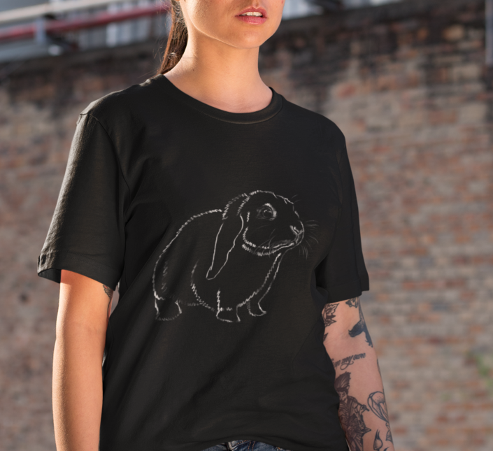 "White Lop Rabbit" Jamie's Hand-Drawn Rabbit Collection Unisex Soft-style T-Shirt