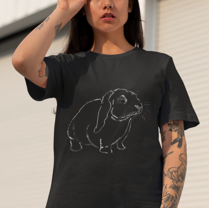 "White Lop Rabbit" Jamie's Hand-Drawn Rabbit Collection Unisex Soft-style T-Shirt