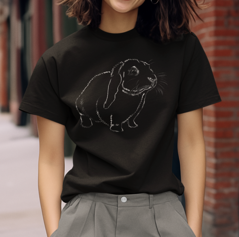 "White Lop Rabbit" Jamie's Hand-Drawn Rabbit Collection Unisex Soft-style T-Shirt
