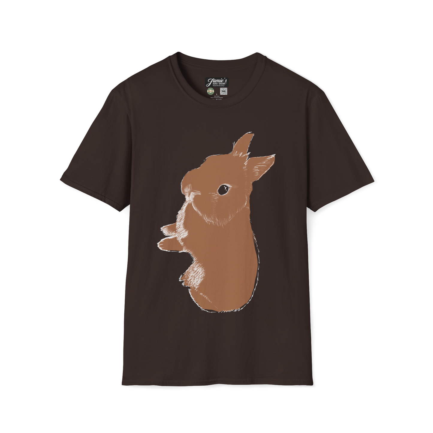 "Rabbit Kit Standing" Jamie's Hand-Drawn Rabbit Collection Unisex Soft-style T-Shirt