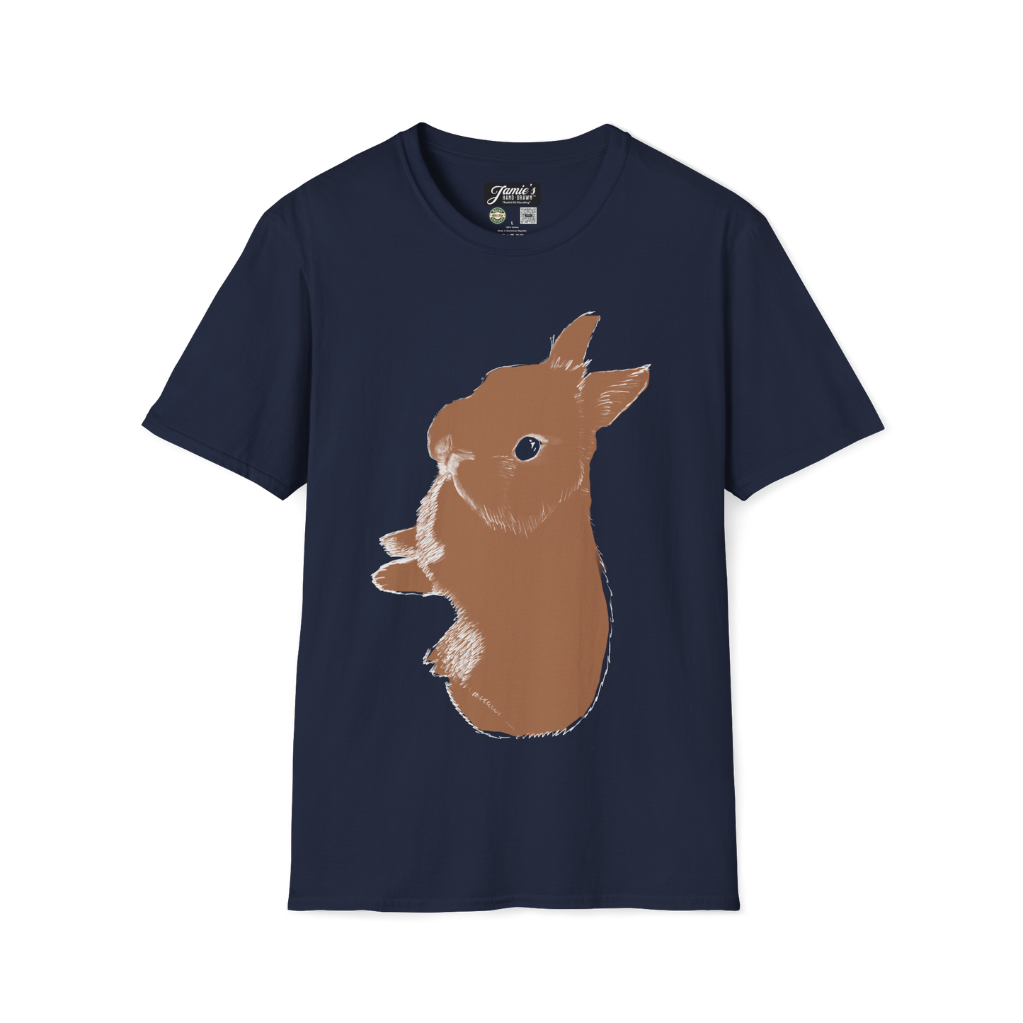 "Rabbit Kit Standing" Jamie's Hand-Drawn Rabbit Collection Unisex Soft-style T-Shirt