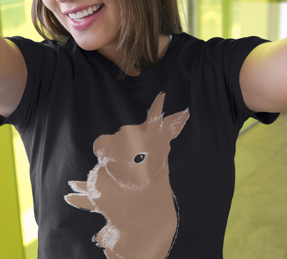 "Rabbit Kit Standing" Jamie's Hand-Drawn Rabbit Collection Unisex Soft-style T-Shirt