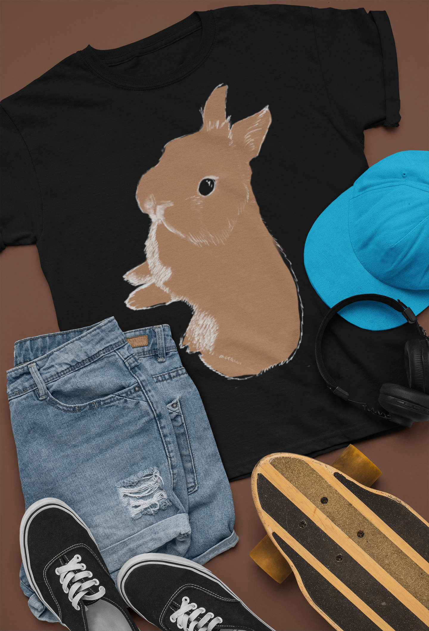 "Rabbit Kit Standing" Jamie's Hand-Drawn Rabbit Collection Unisex Soft-style T-Shirt