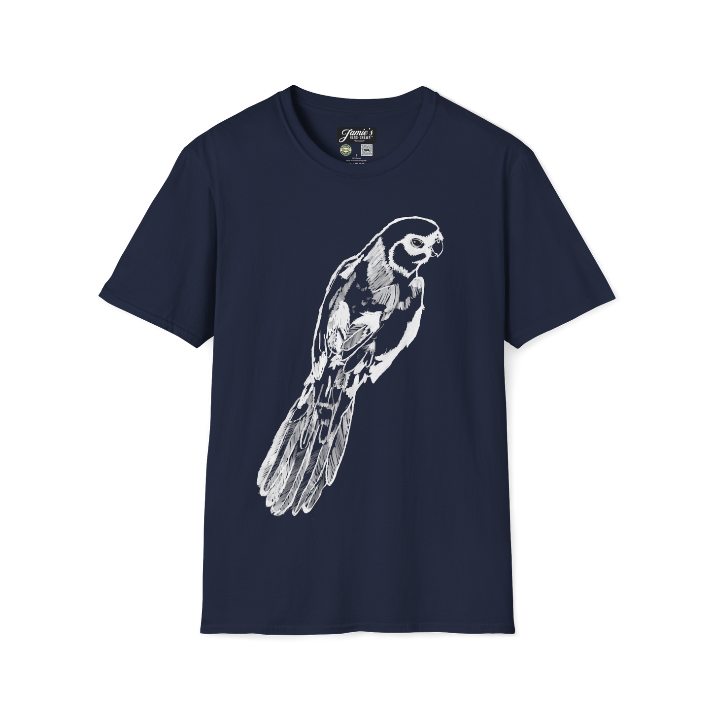 "Parakeet" Jamie's Hand-Drawn Bird Collection Unisex Soft-style T-Shirt