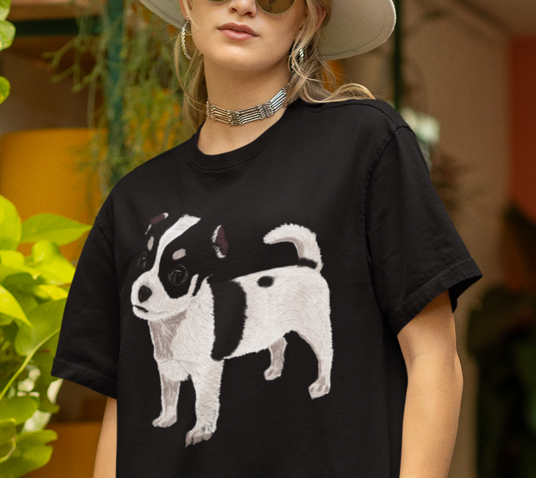 "Chihuahua Pup" Jamie's Hand-Drawn Dog Collection Unisex T-Shirt