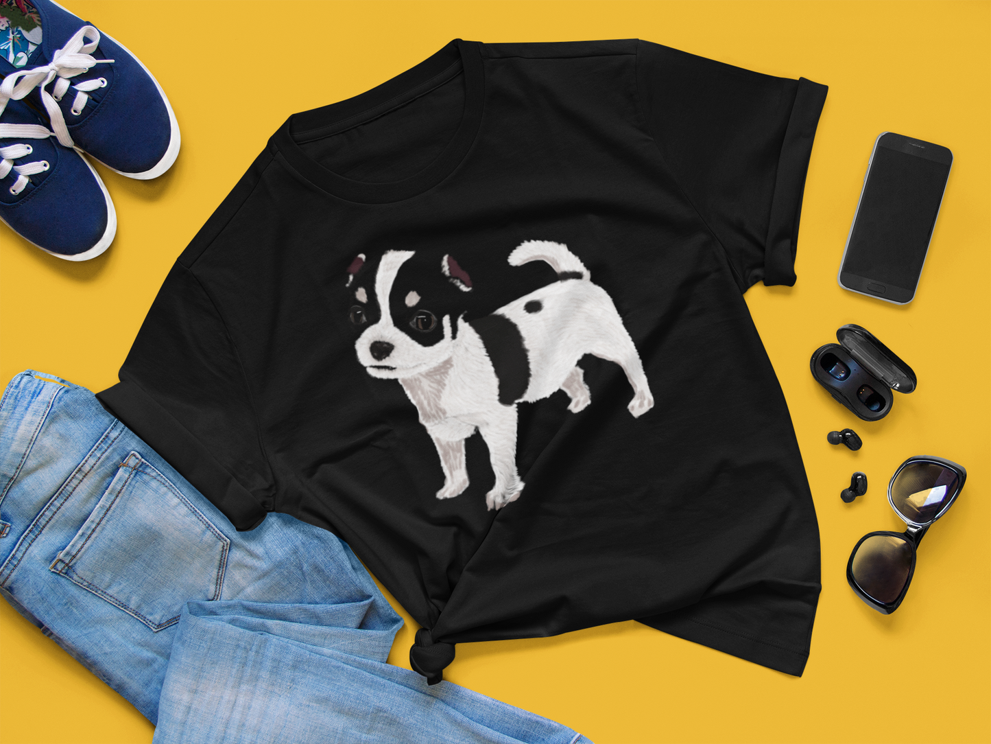 "Chihuahua Pup" Jamie's Hand-Drawn Dog Collection Unisex T-Shirt