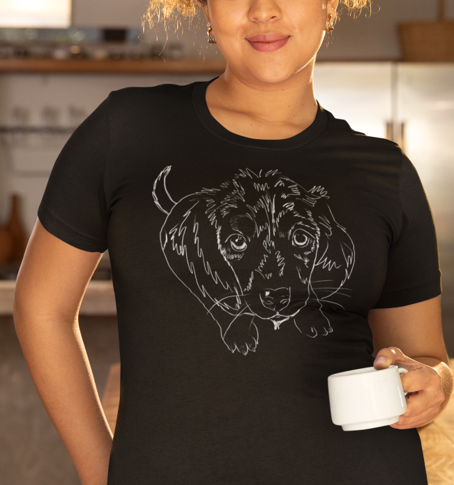 "Puppy Australian Shepherd" Jamie's Hand-Drawn Dog Collection Unisex Soft-style T-Shirt