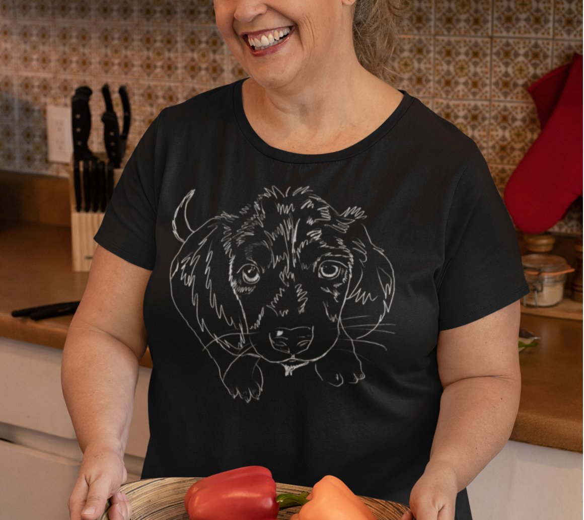 "Puppy Australian Shepherd" Jamie's Hand-Drawn Dog Collection Unisex Soft-style T-Shirt