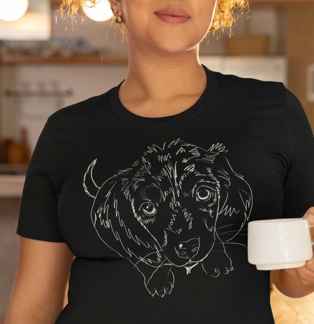 "Puppy Australian Shepherd" Jamie's Hand-Drawn Dog Collection Unisex Soft-style T-Shirt