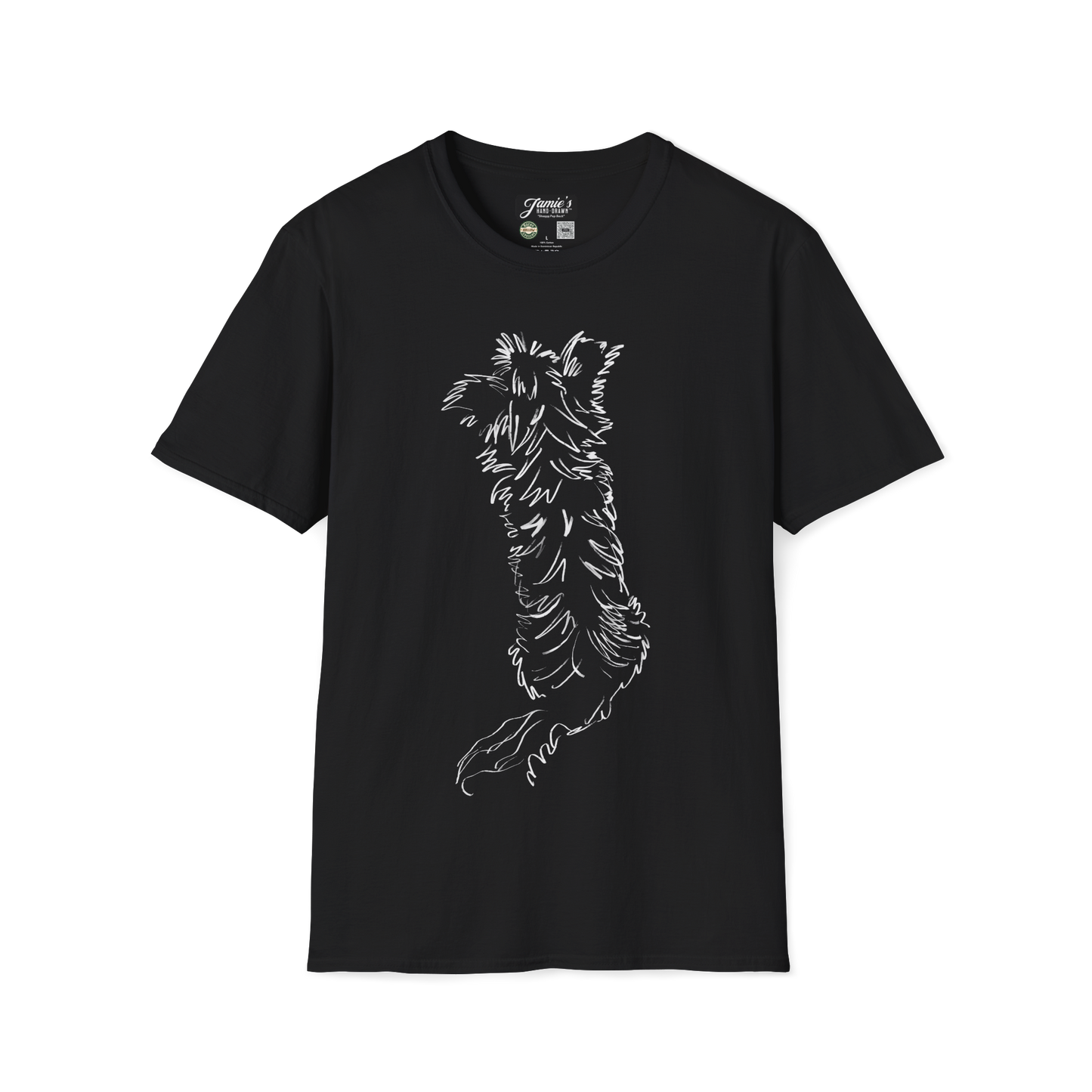 "Shaggy Pup Back" Jamie's Hand-Drawn Dog Collection Unisex Soft-style T-Shirt