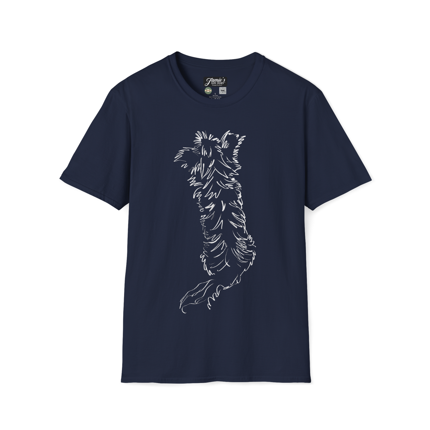 "Shaggy Pup Back" Jamie's Hand-Drawn Dog Collection Unisex Soft-style T-Shirt