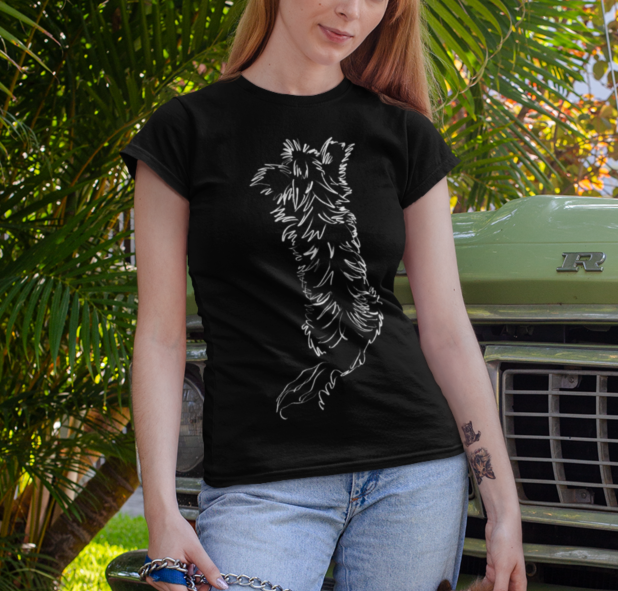 "Shaggy Pup Back" Jamie's Hand-Drawn Dog Collection Unisex Soft-style T-Shirt