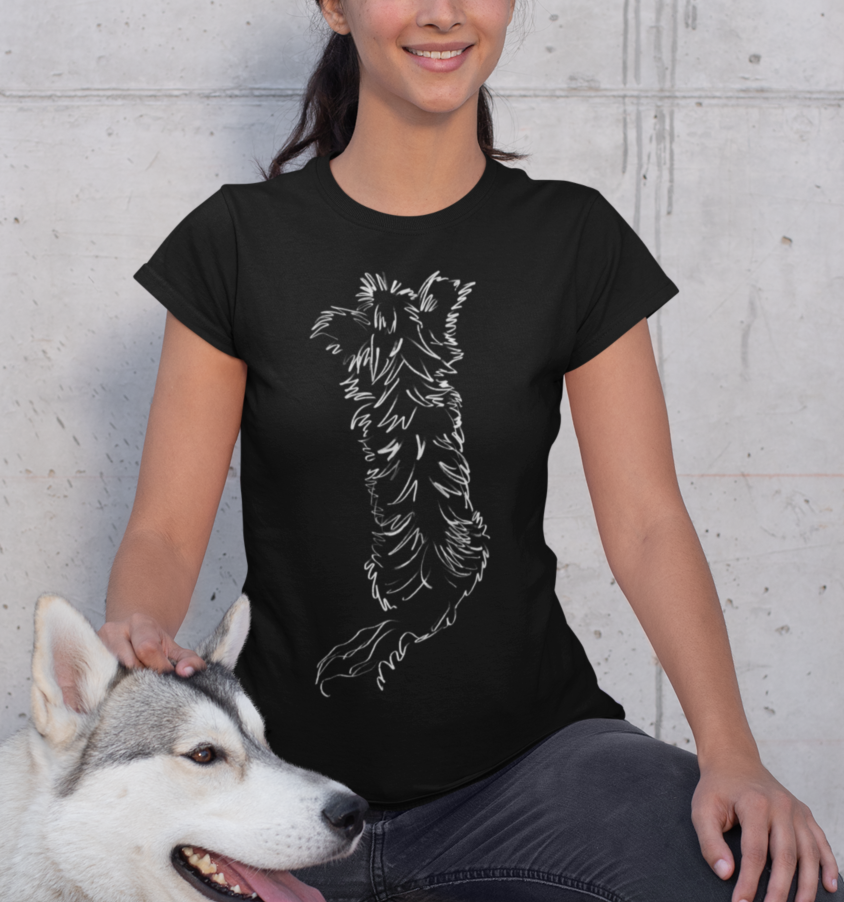 "Shaggy Pup Back" Jamie's Hand-Drawn Dog Collection Unisex Soft-style T-Shirt