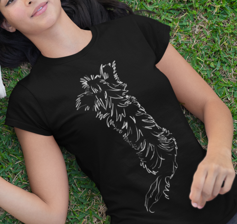 "Shaggy Pup Back" Jamie's Hand-Drawn Dog Collection Unisex Soft-style T-Shirt