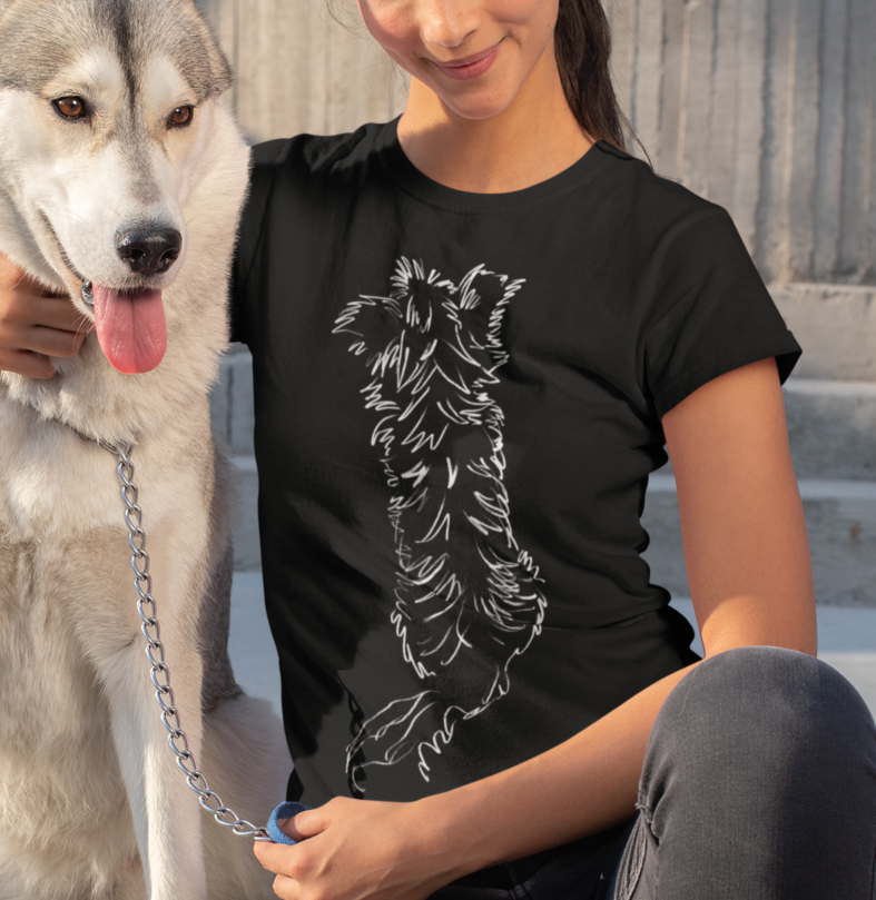 "Shaggy Pup Back" Jamie's Hand-Drawn Dog Collection Unisex Soft-style T-Shirt