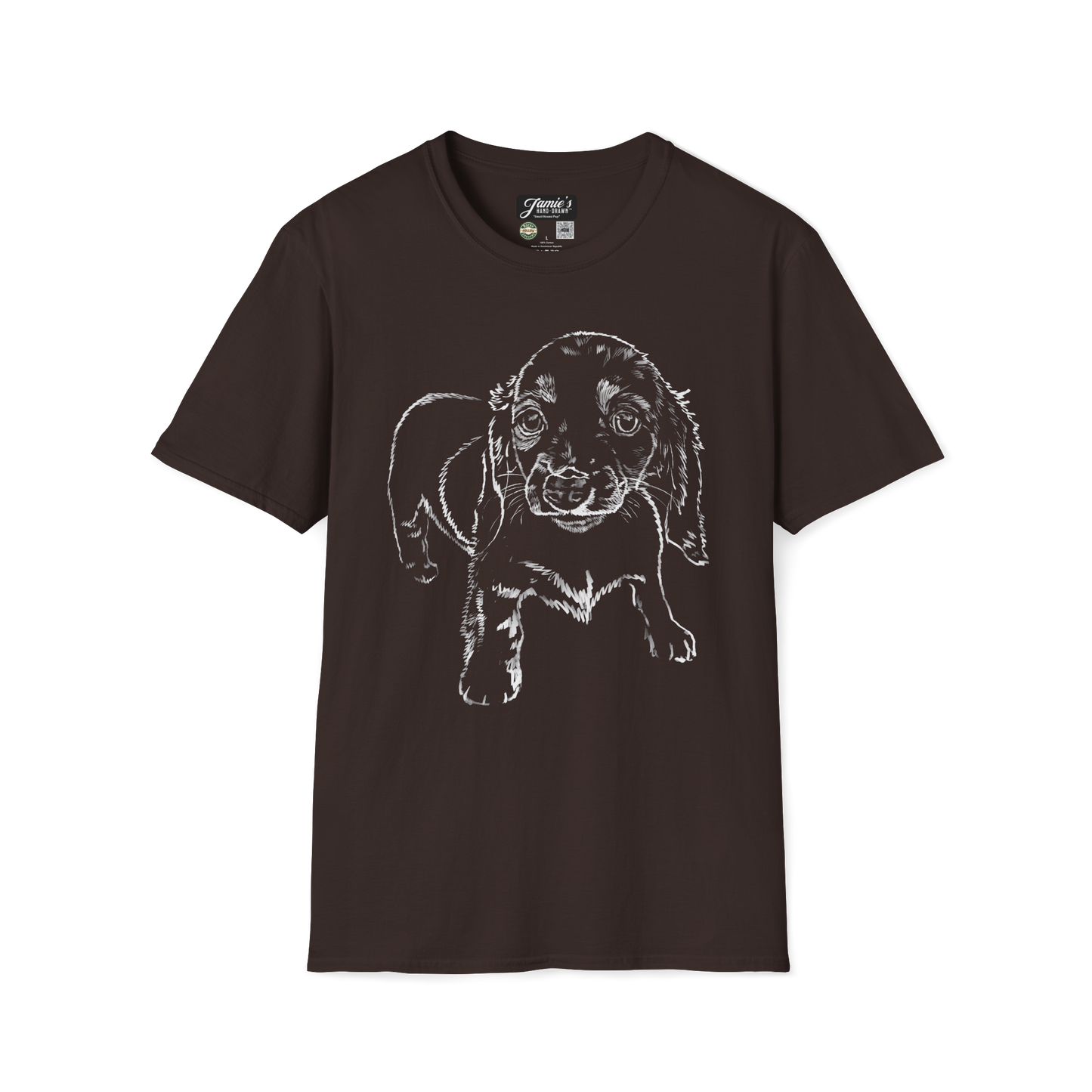 "Small Hound Pup" Jamie's Hand-Drawn Dog Collection Unisex T-Shirt