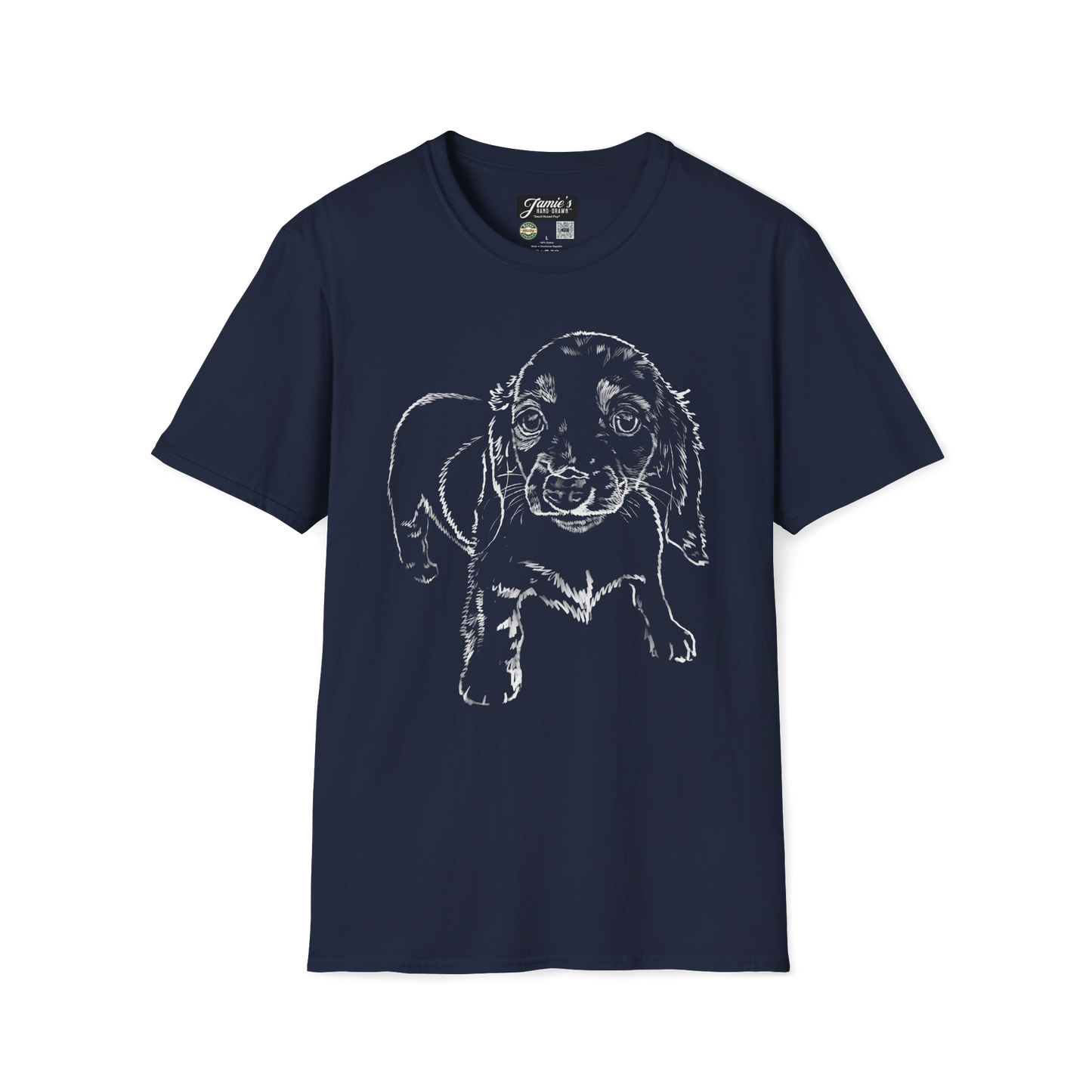 "Small Hound Pup" Jamie's Hand-Drawn Dog Collection Unisex T-Shirt