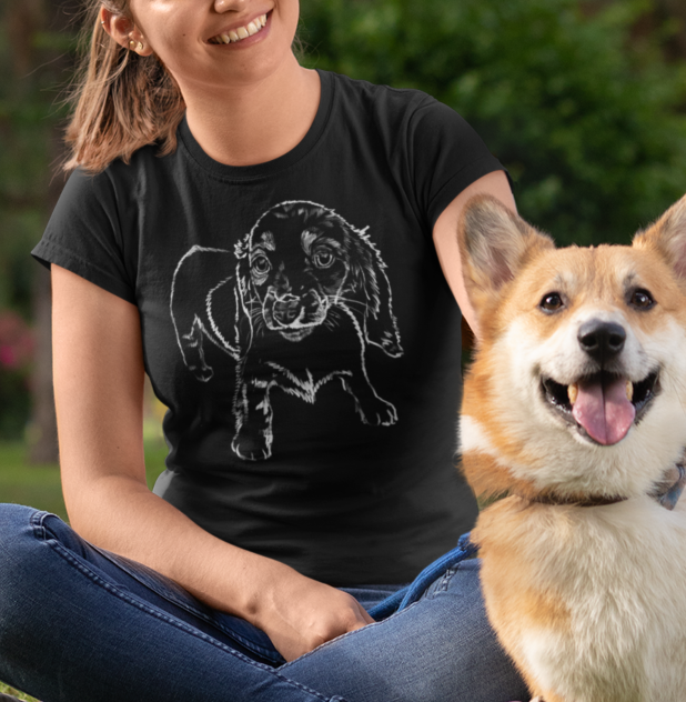 "Small Hound Pup" Jamie's Hand-Drawn Dog Collection Unisex T-Shirt