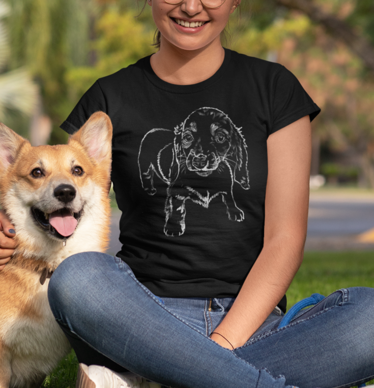 "Small Hound Pup" Jamie's Hand-Drawn Dog Collection Unisex T-Shirt