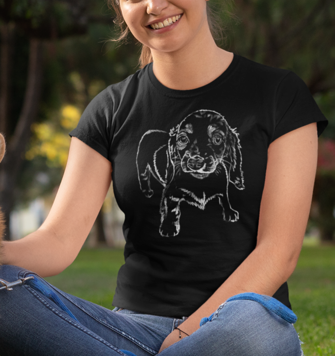 "Small Hound Pup" Jamie's Hand-Drawn Dog Collection Unisex T-Shirt