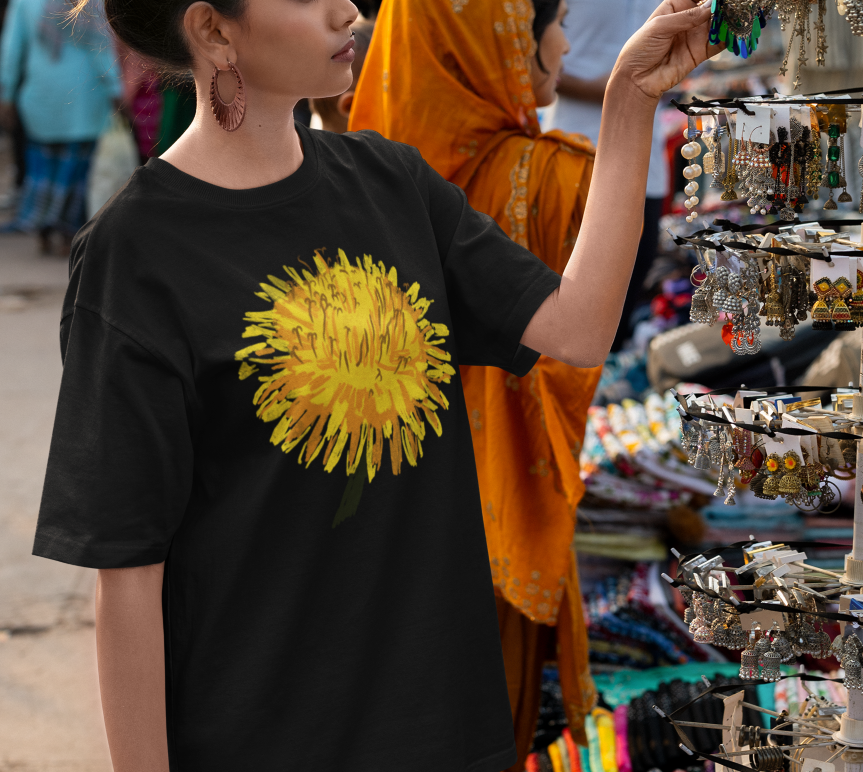 "Dandelion Top" Jamie's Hand-Drawn Floral Collection Unisex Soft-style Tee Shirt