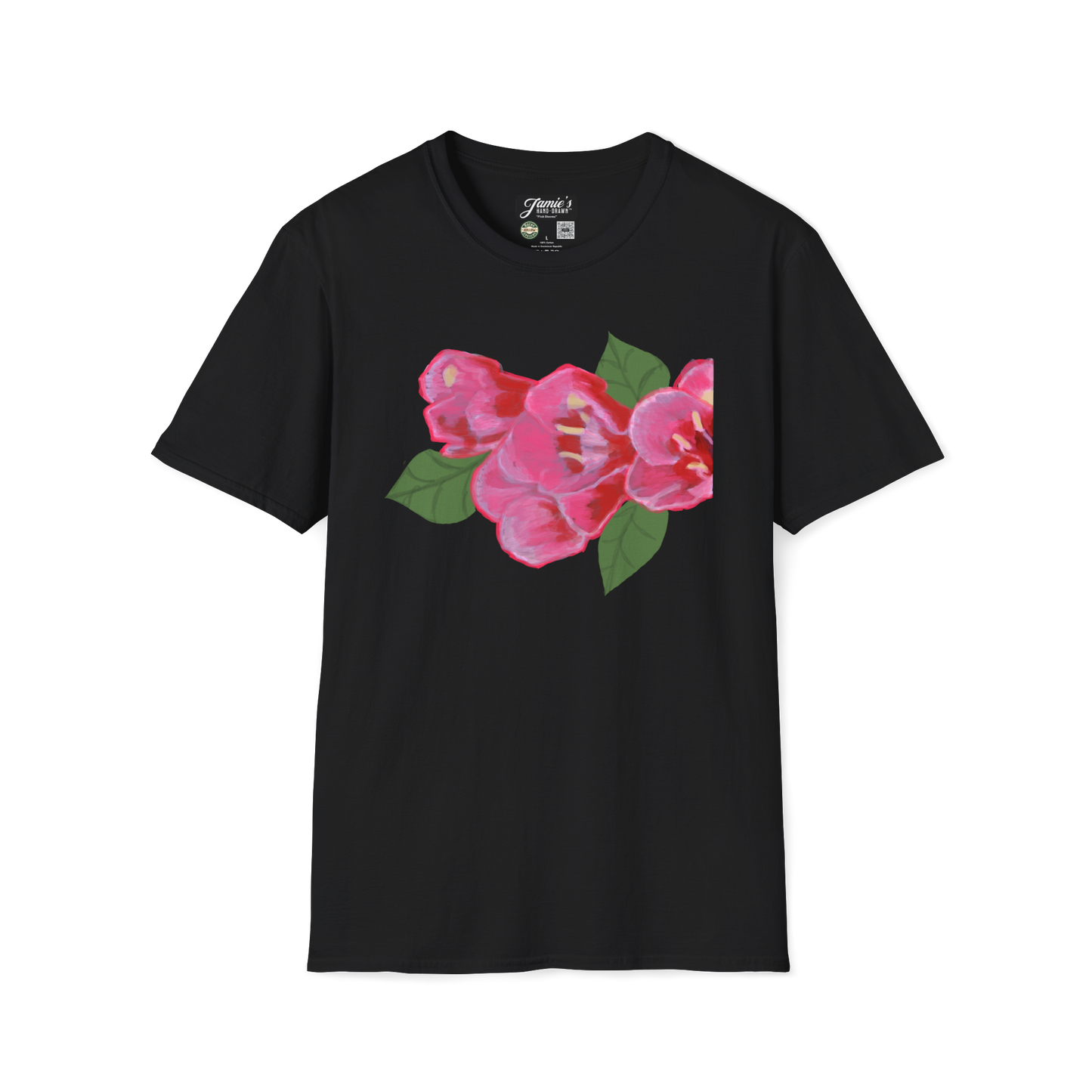 "Pink Blooms" Jamie's Hand-Drawn Floral Collection Unisex Soft-style T-Shirt