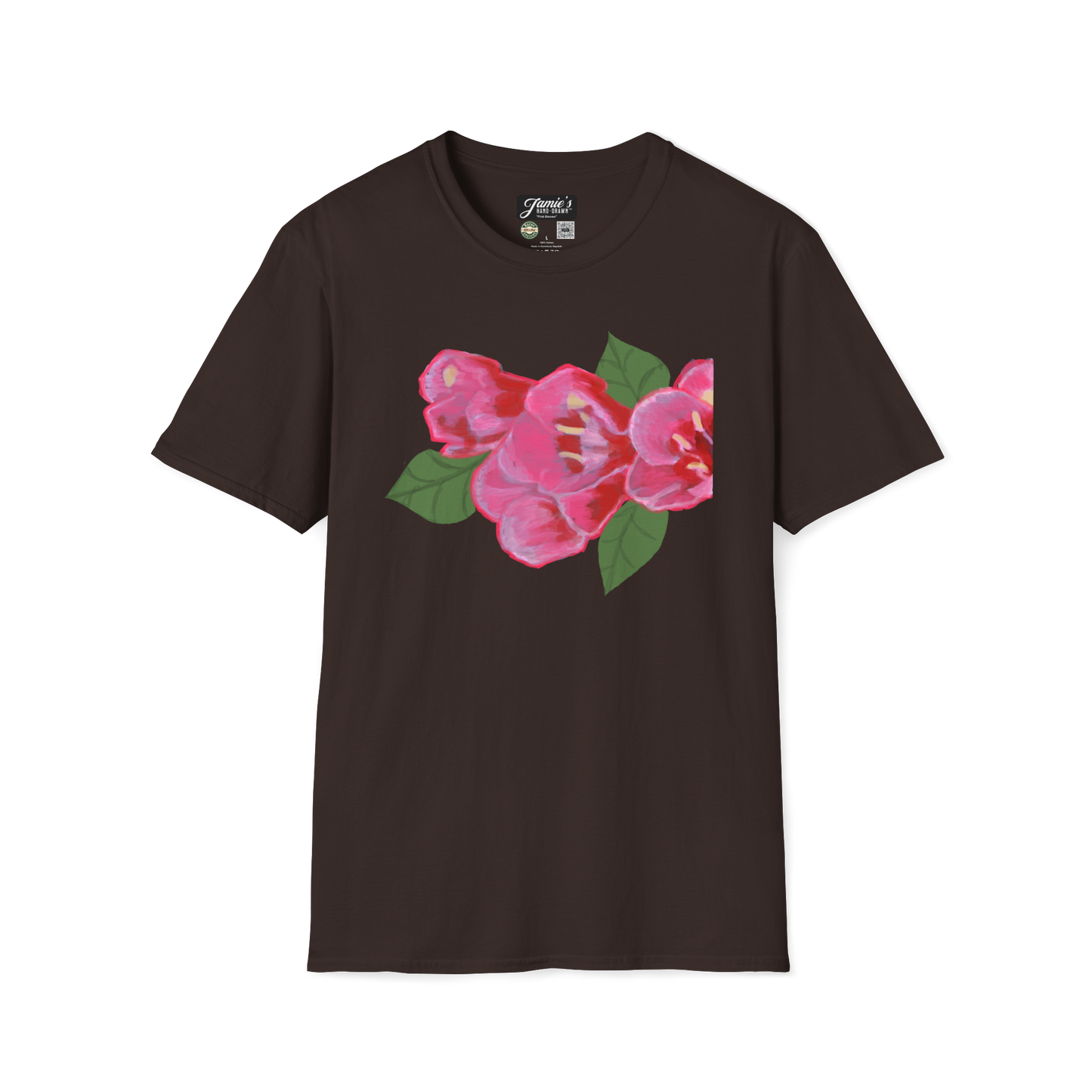 "Pink Blooms" Jamie's Hand-Drawn Floral Collection Unisex Soft-style T-Shirt