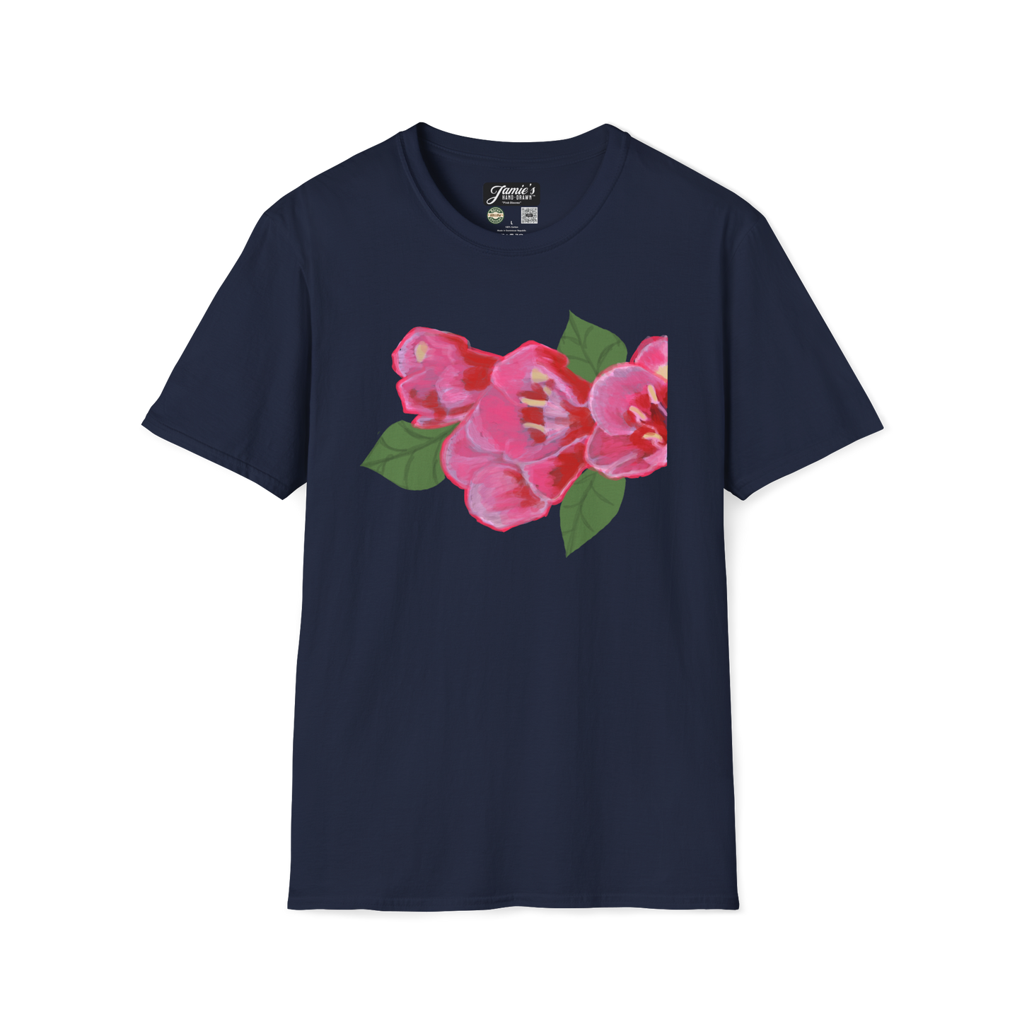 "Pink Blooms" Jamie's Hand-Drawn Floral Collection Unisex Soft-style T-Shirt