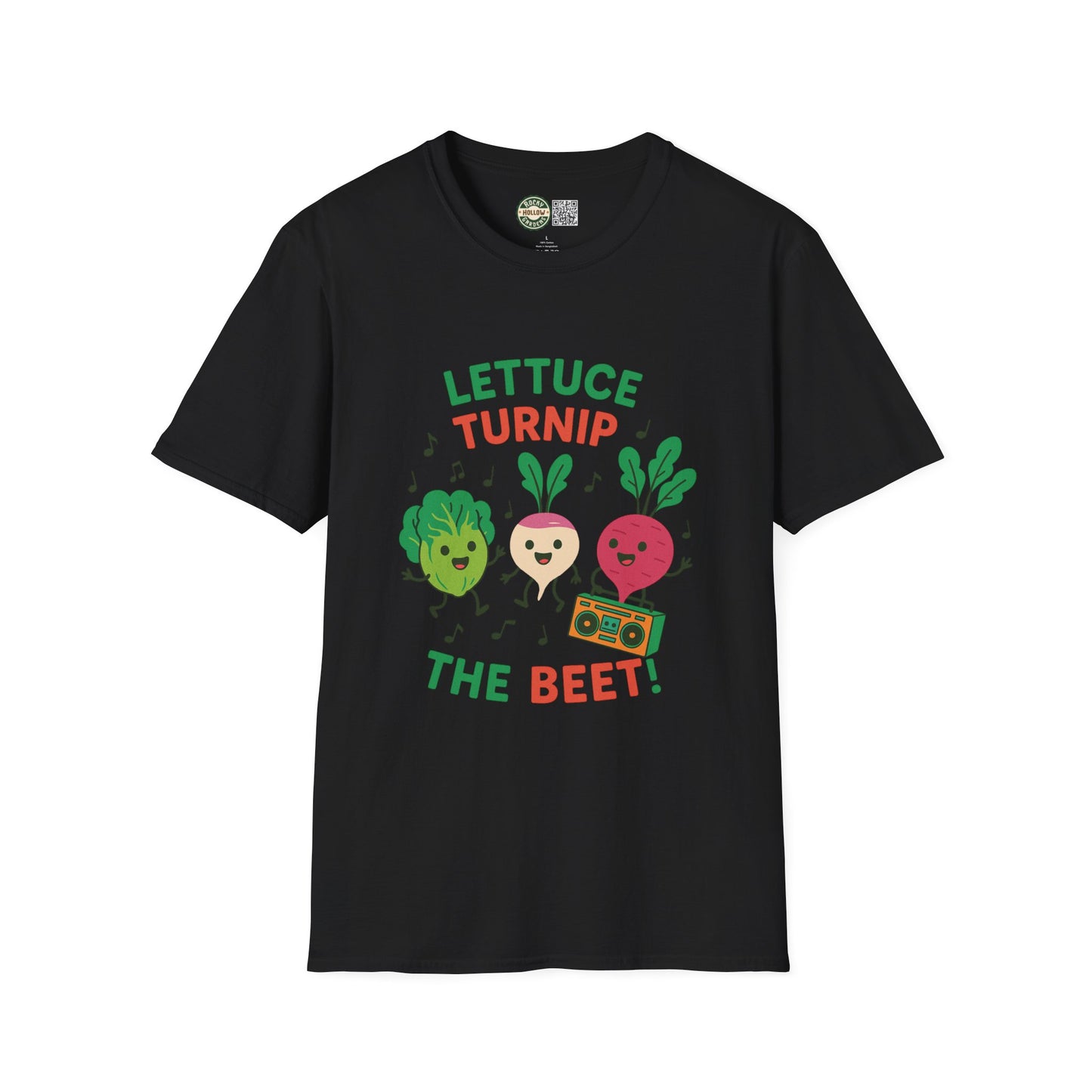 "Lettuce Turnip the Beet" Unisex Funny Gardening T-Shirt β Cute Vegetable Pun Shirt for Gardeners & Music Lovers
